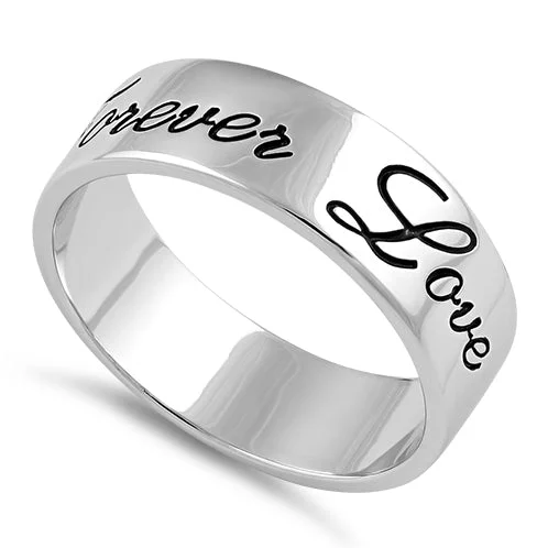 Black Diamond Wedding Rings-Sterling Silver Forever Love Ring