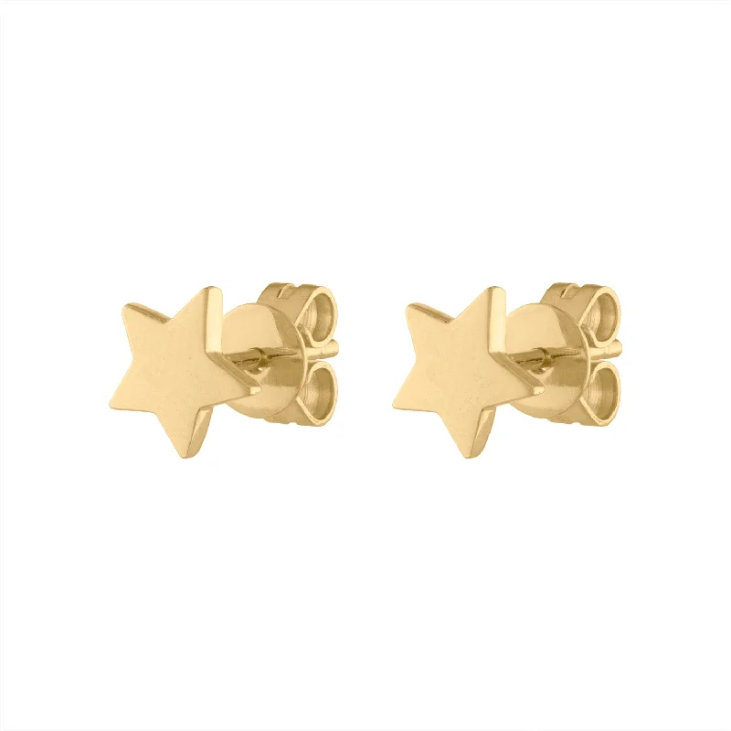 Elegant Crystal Stud Earrings-14KT GOLD PLAIN STAR EARRING