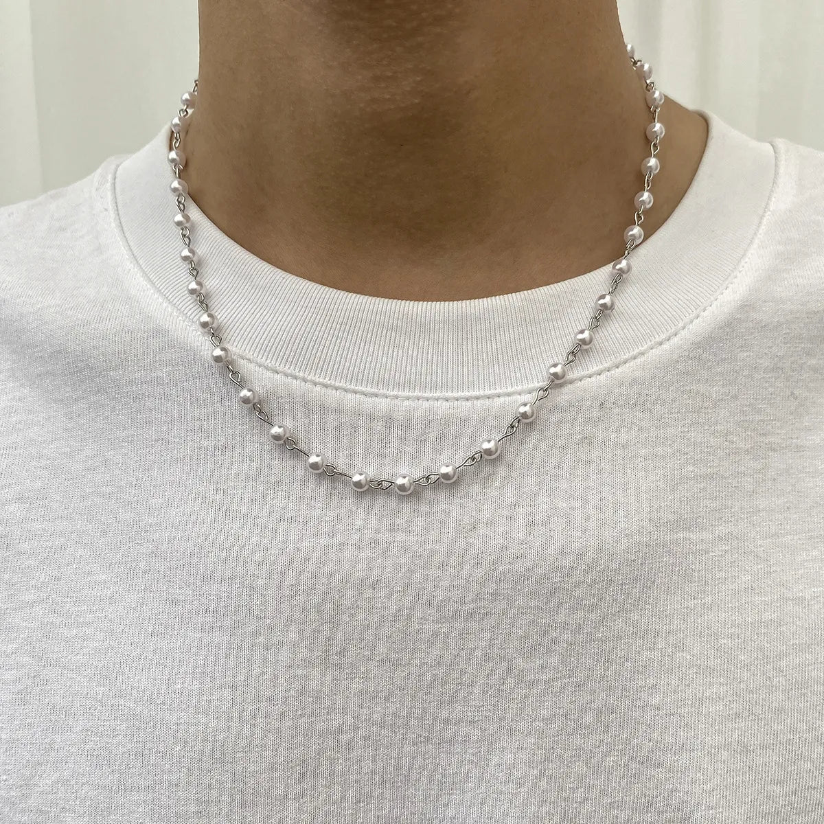 Elegant Necklaces-Fashion Geometric Iron Pearl Men'S Necklace