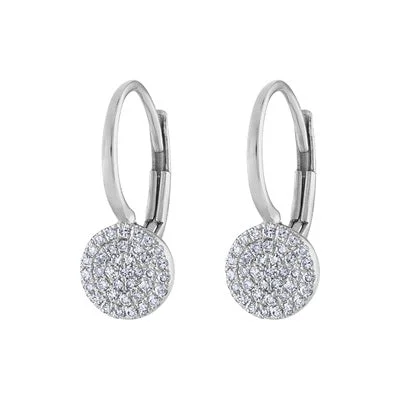 Swarovski Crystal Earrings-14KT GOLD PAVE DIAMOND SMALL DISK EURO-WIRE EARRING