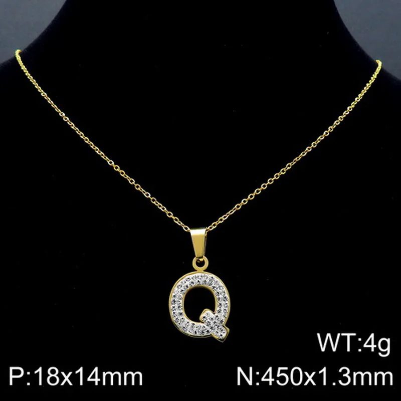 Gold Necklace Letter Q