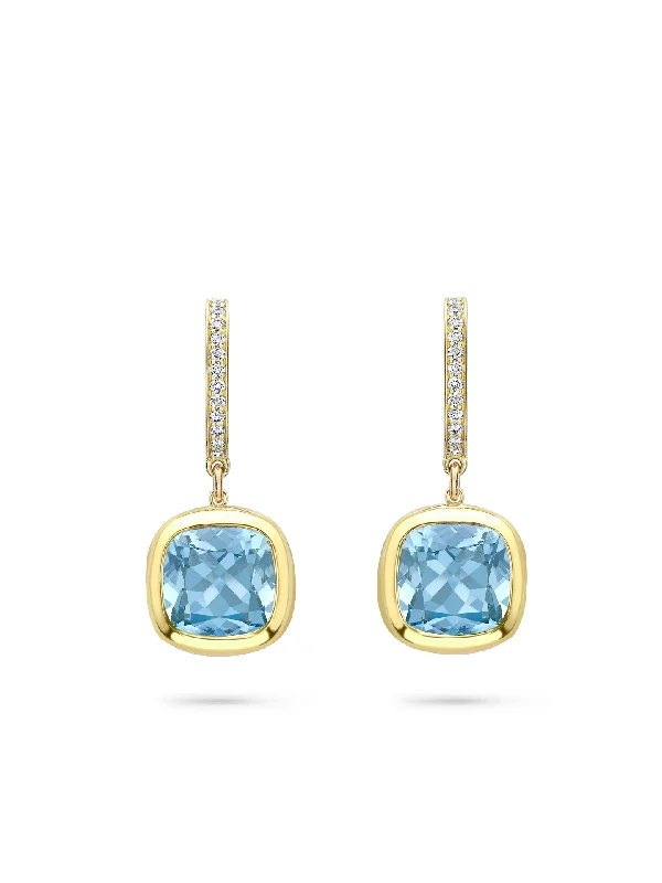 Crystal and Silver Earrings-Florentine Dolce Vita Cushion Aquamarine Earrings