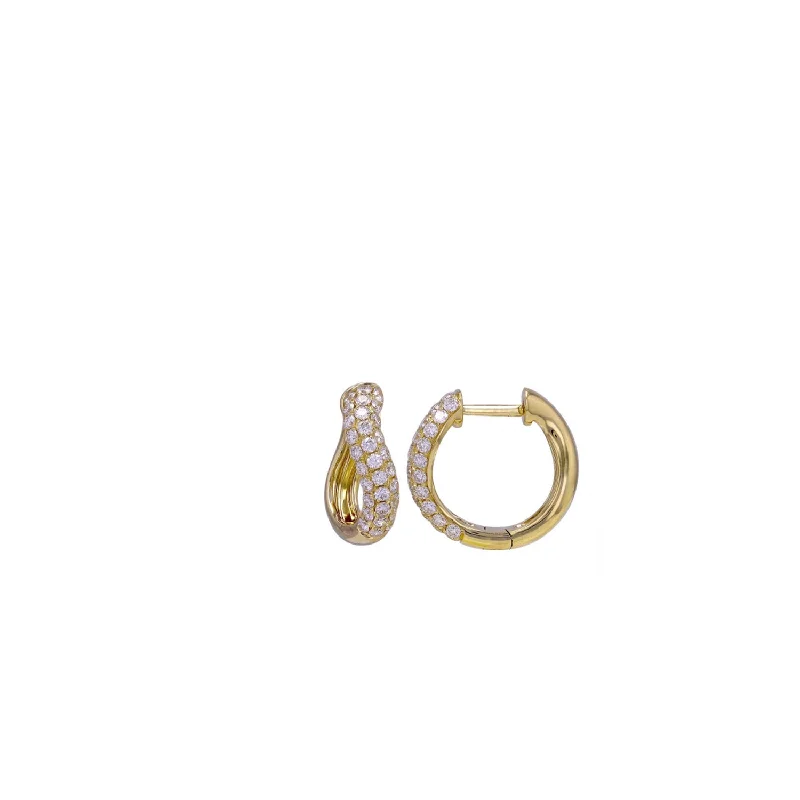 Multi-Pearl Earrings-Curved Pave Huggies