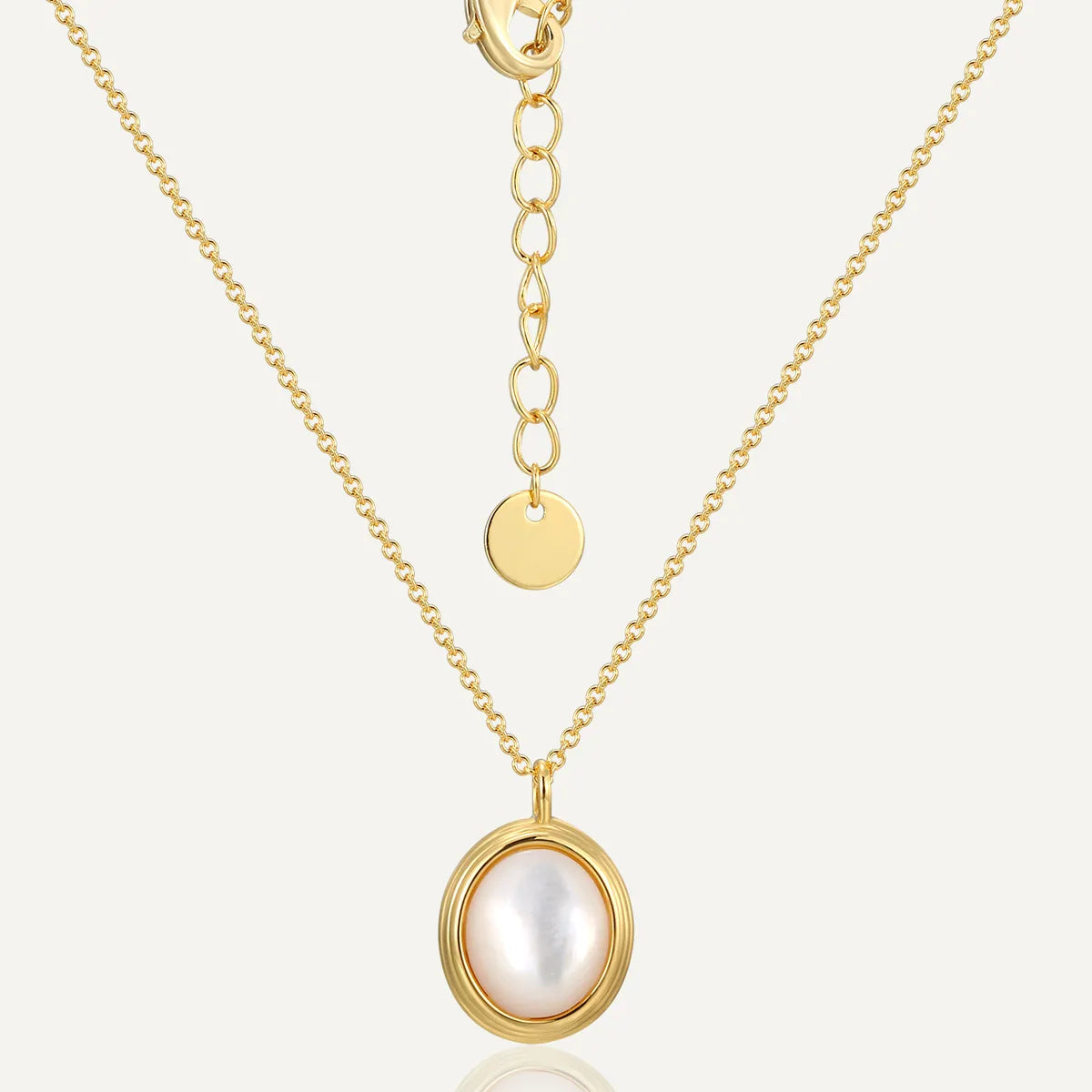 Multi-Layer Necklaces-Copper 18K Gold Plated Inlay Oval Pearl Pendant Necklace