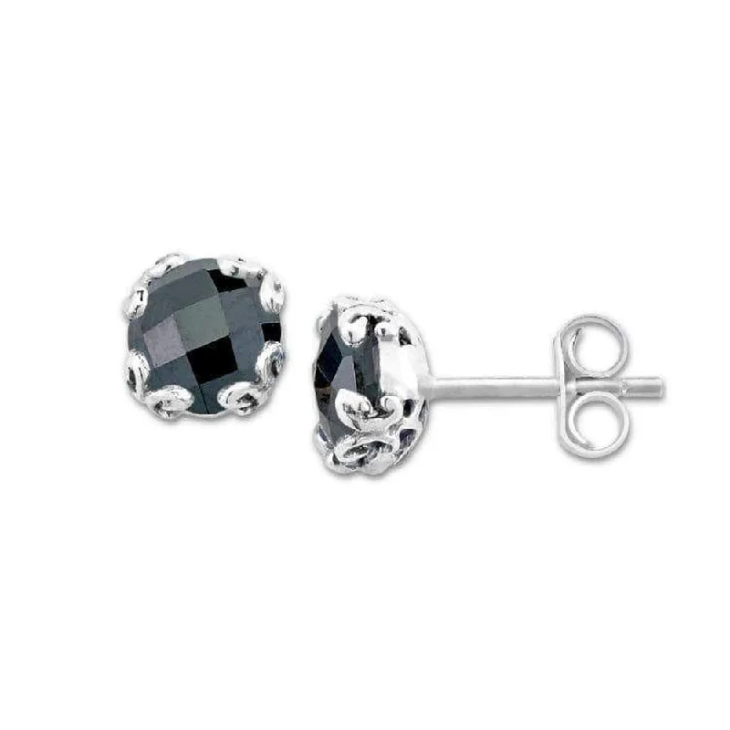 Delicate Silver Earrings-Samuel B. Black Spinel Glow Stud Earrings