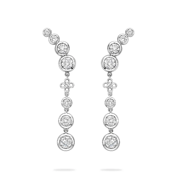 High-End Silver Earrings-Beach Detachable Long Platinum Drop Earrings