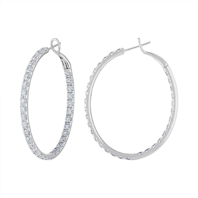 Long Crystal Earrings-18KT GOLD DIAMOND LARGE OVAL HOOP EARRING