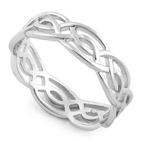 Affordable Designer Engagement Rings-Sterling Silver Infinity Celtic Ring