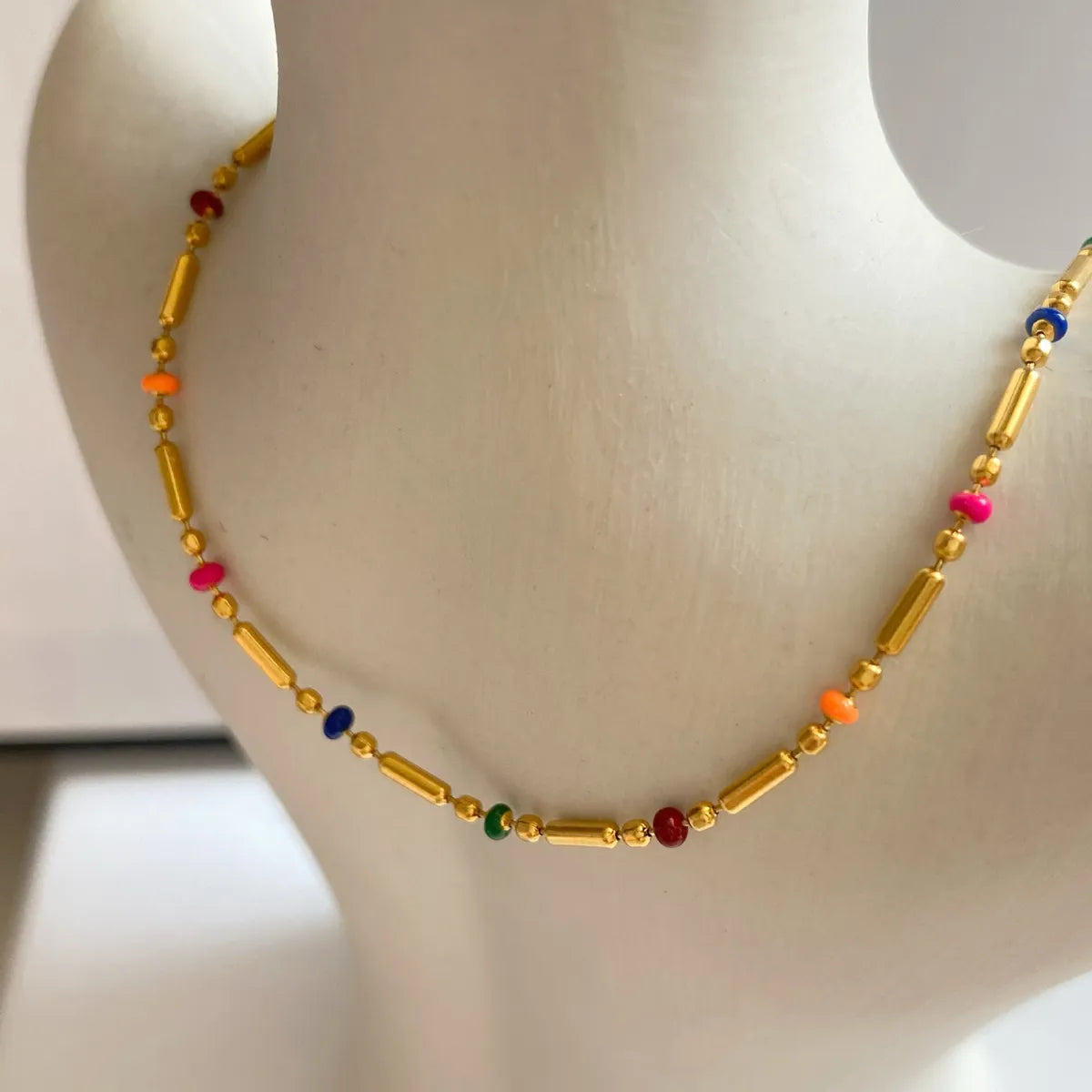 Swarovski Crystal Necklaces-Wholesale Retro Colorful Stainless Steel Necklace