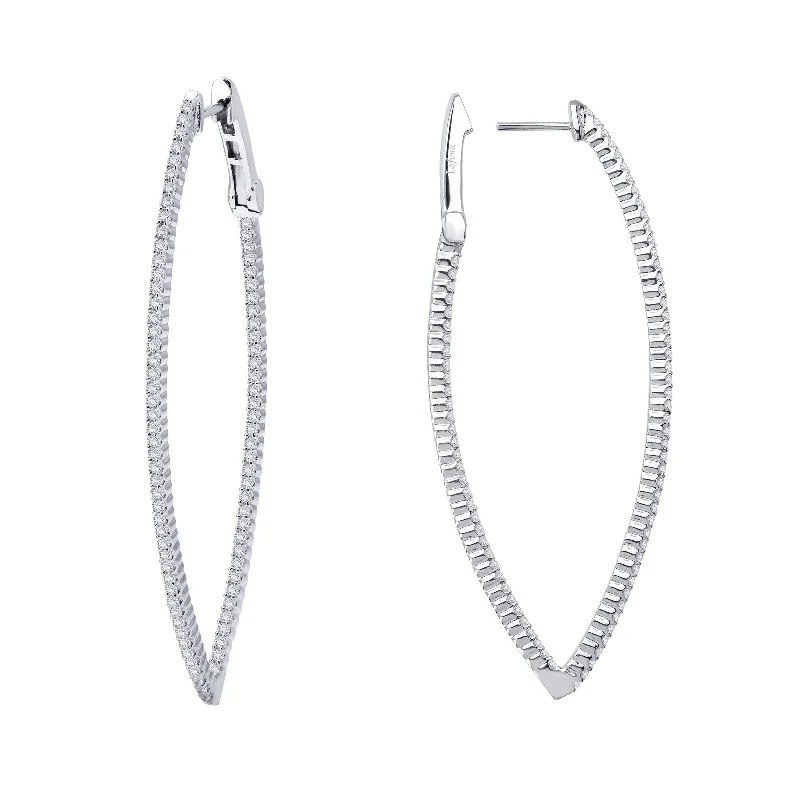 Luxury Crystal Earrings-Lafonn Simulated Diamond Marquise Inside Out 55mm Hoop Earrings E3001CLP