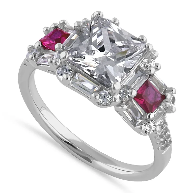 Birthstone Engagement Rings for Men-Sterling Silver CZ Ring