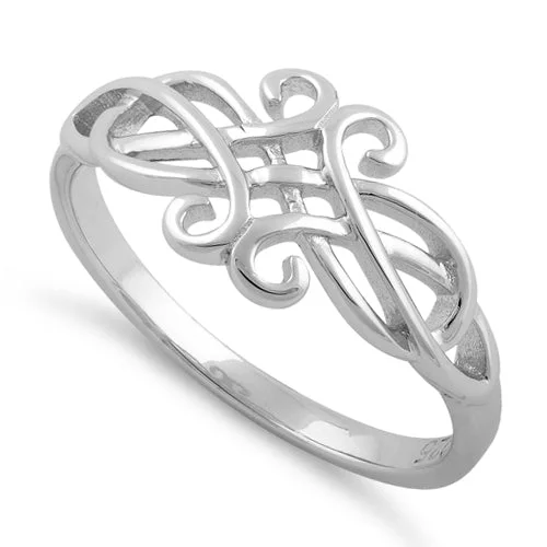 Black Stainless Steel Rings-Sterling Silver Celtic Ring