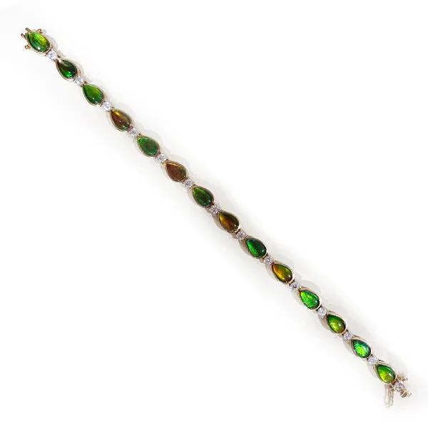 Custom Beaded Bracelets for Women-Sterling Silver Ammolite Bracelet