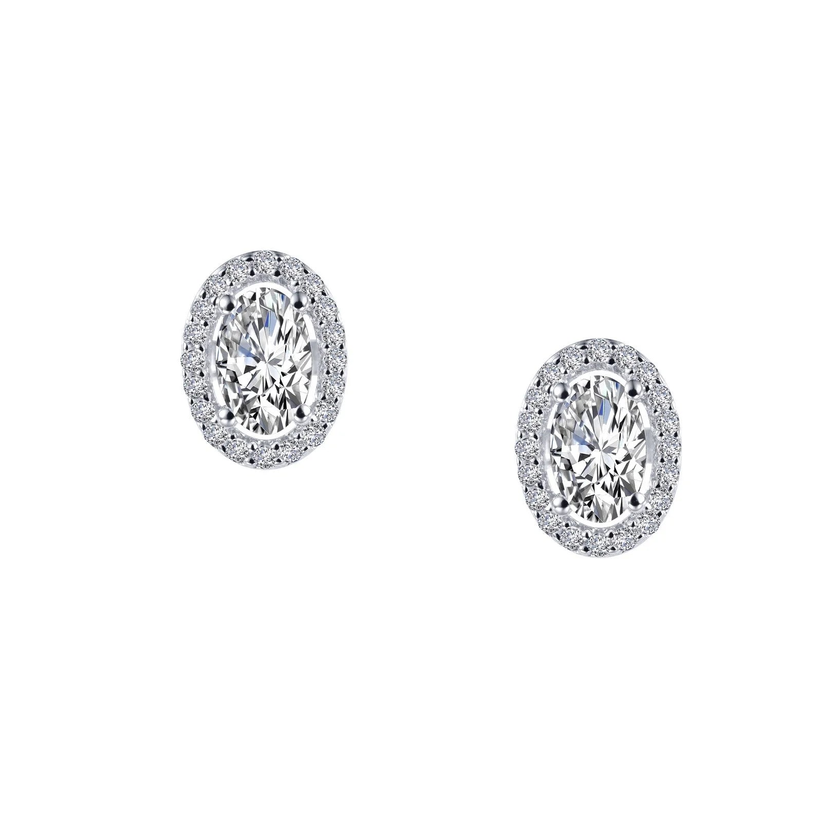 Crystal Filigree Earrings-Lafonn Simulated Diamond Oval Halo Stud Earrings E0326CLP00