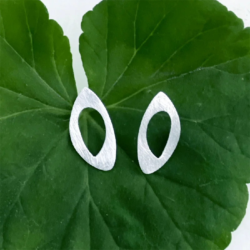 Sterling Silver Hoop Earrings-Open Up Post Earrings- Sterling Silver, Indonesia