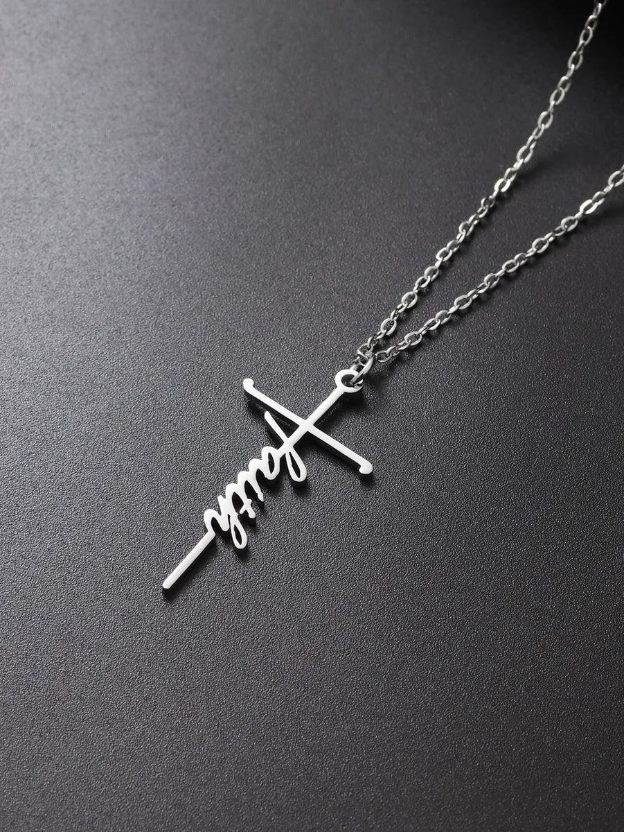 Lotus Necklaces-Basic Modern Style Classic Style Cross Alloy Men'S Pendant Necklace