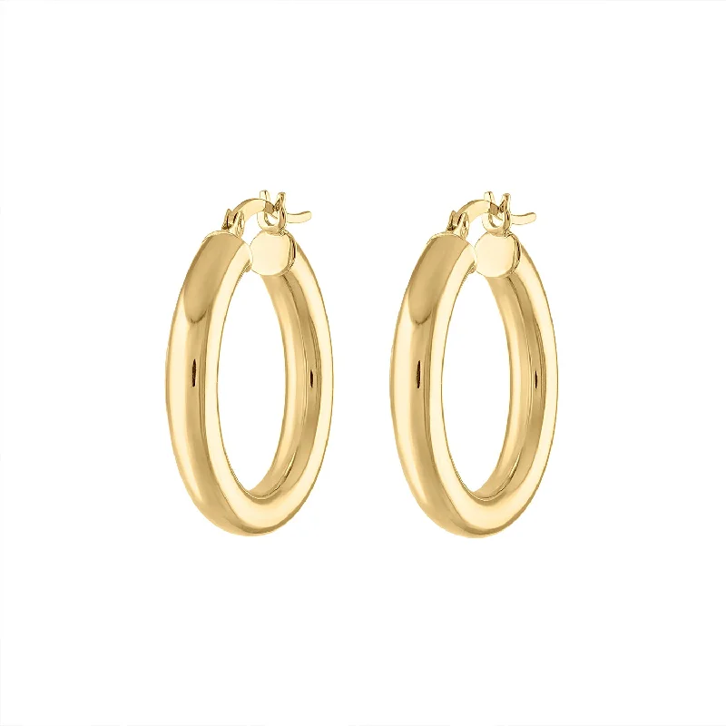 Silver Gemstone Hoop Earrings-14KT GOLD SMALL THICK HOOP EARRING