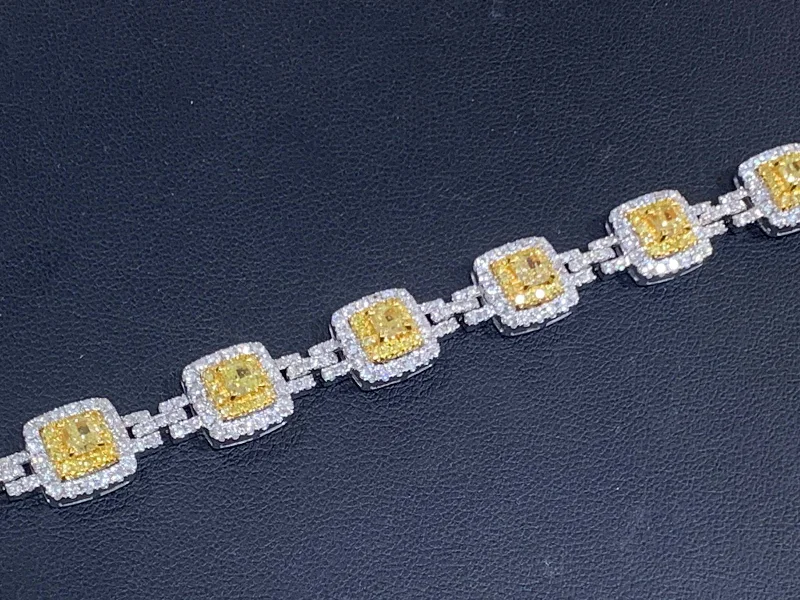 Beaded Leather Bracelets for Women-14k Gold Yellow Diamond Bracelet