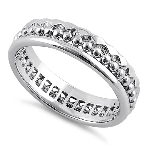 Bridal Ring Sets-Sterling Silver Jagged Pattern Eternity Band