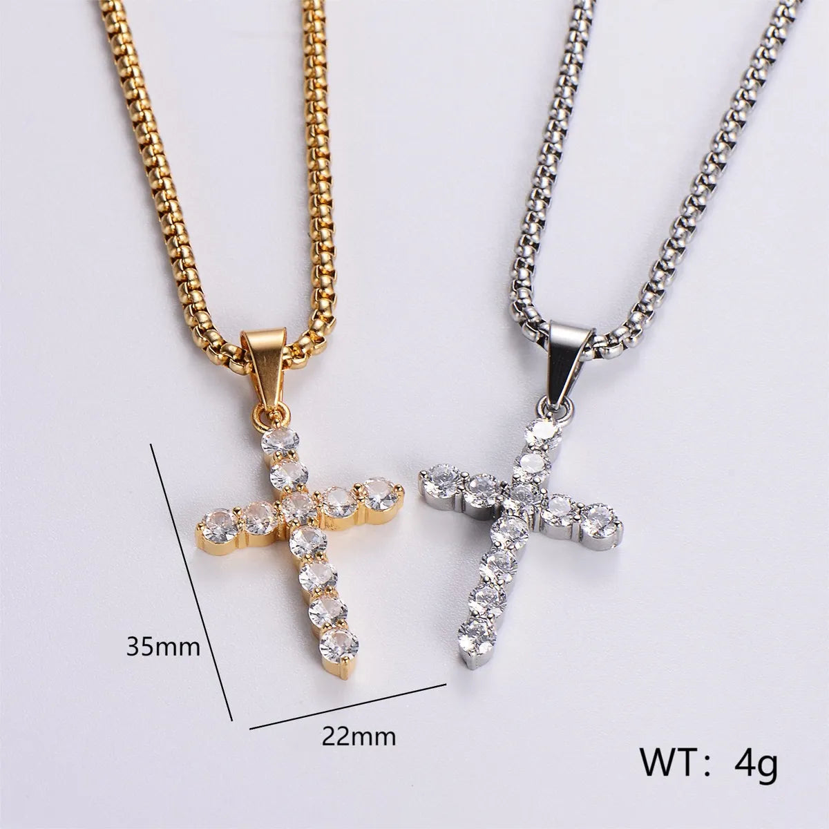 Trendy Necklaces-Hip-Hop Streetwear Cross 304 Stainless Steel Plating Inlay Zircon Unisex