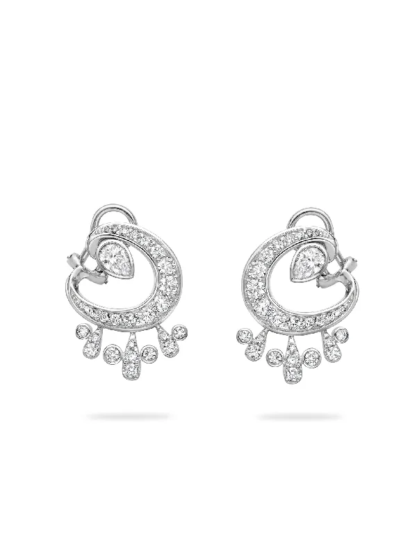 Large Crystal Drop Earrings-Lucky Platinum Diamond Horseshoe Splash Earrings