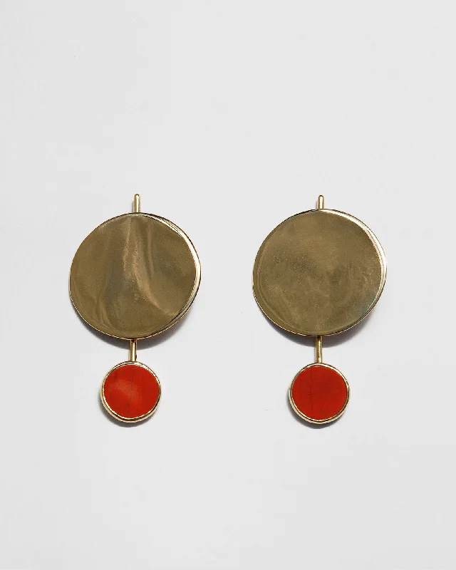 Oval Drop Earrings-Filia Earrings in Red Jasper