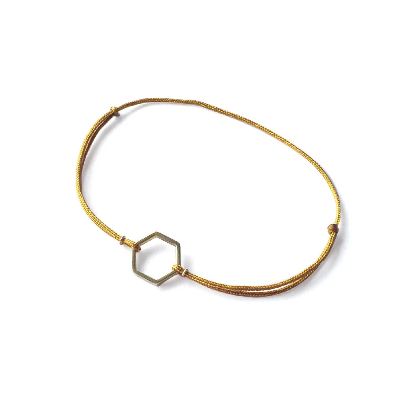 Luxury Gold Bracelets for Women-Hexagon Brass Bracelet | Tan