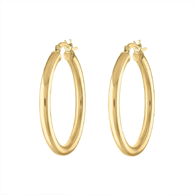 Luxury Hoop Stud Earrings-14KT GOLD MEDIUM HOOP EARRING