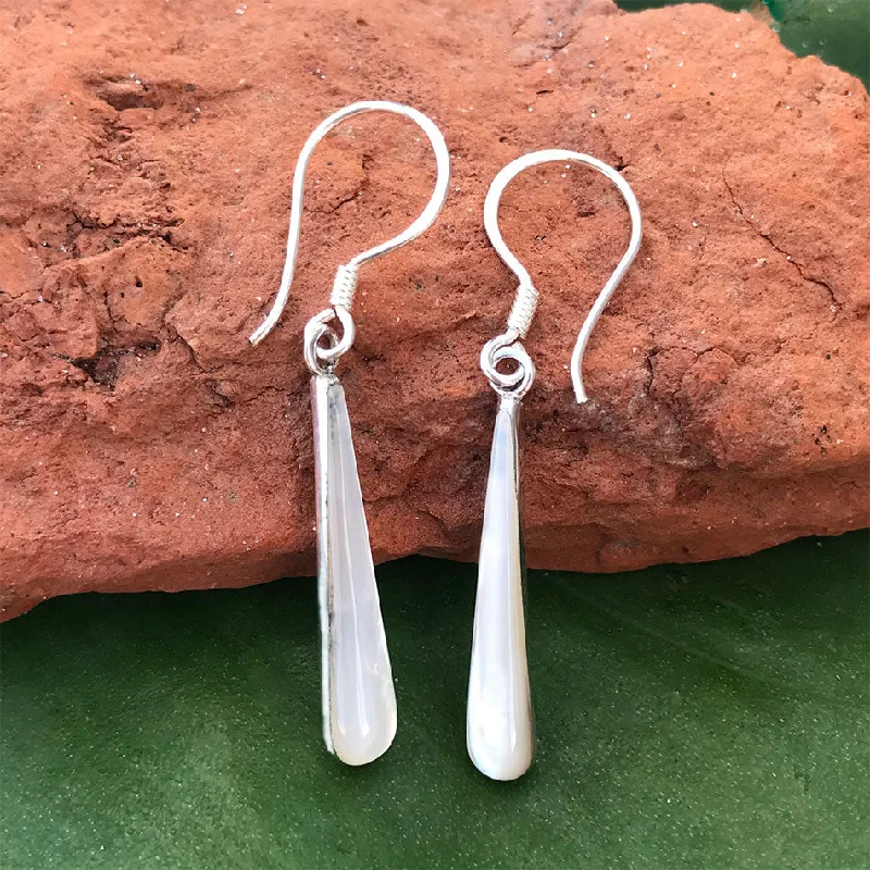 Modern Earrings-Jiwa Mother of Pearl Earrings - Sterling Silver, Indonesia