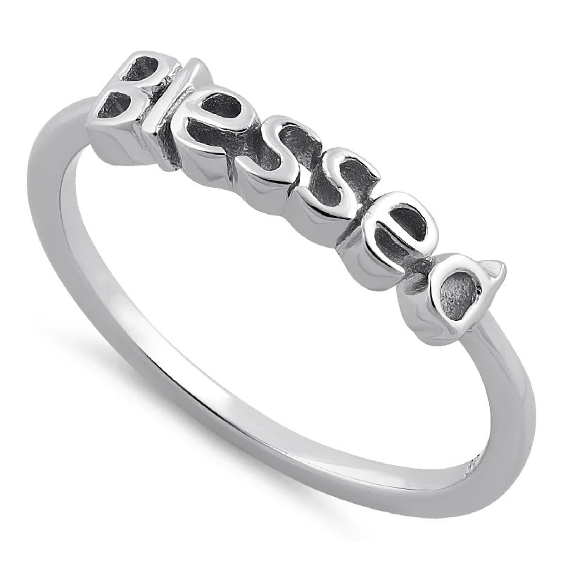 Custom Diamond Engagement Rings-Sterling Silver "Blessed" Ring