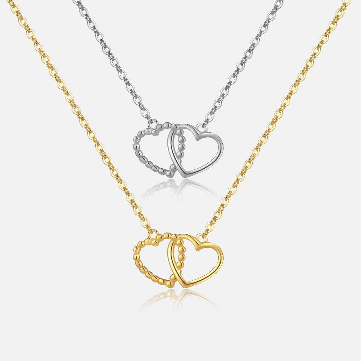 Inspirational Necklaces-Simple Style Heart Shape Sterling Silver Plating 18k Gold Plated White Gold Plated Pendant Necklace