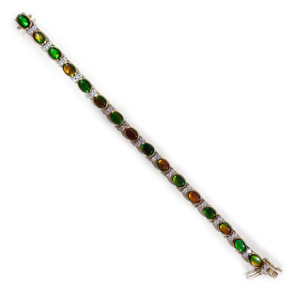 Women’s Personalized Bangle Bracelets-Sterling Silver Ammolite Bracelet