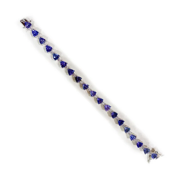 Personalised Bar Bracelets for Women-Sterling Silver Tanzanite Bracelet