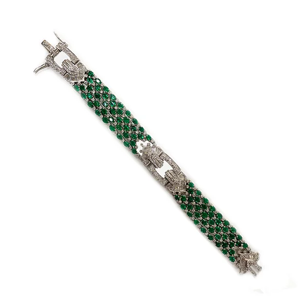 Personalized Silver Bracelets for Men-18k White Gold Emerald Bracelet