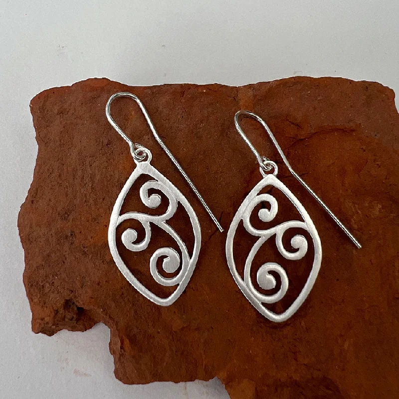 Gold Plated Drop Earrings-Dancing Swirl Earrings - Sterling Silver, Indonesia