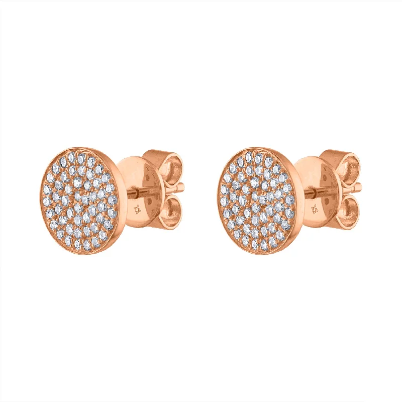 Geometric Drop Earrings-14KT GOLD PAVE DIAMOND SMALL DISK EARRING