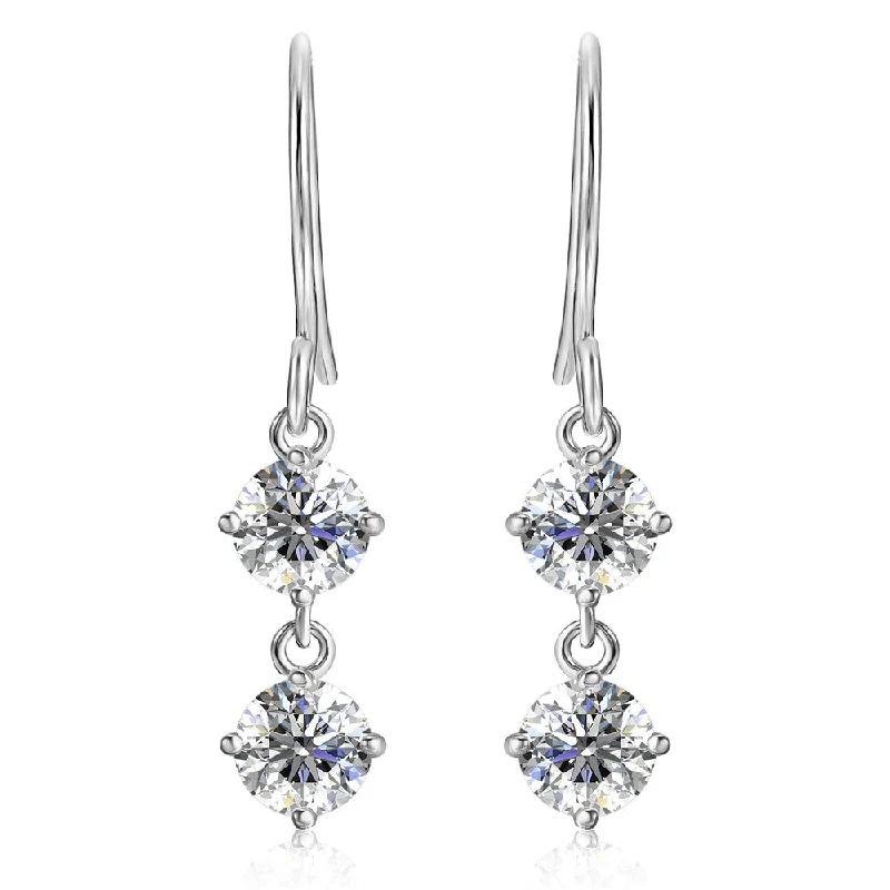 Designer Dangle Earrings-Moissanite by Cate & Chloe Talia Sterling Silver Dangle Earrings with Moissanite Crystals