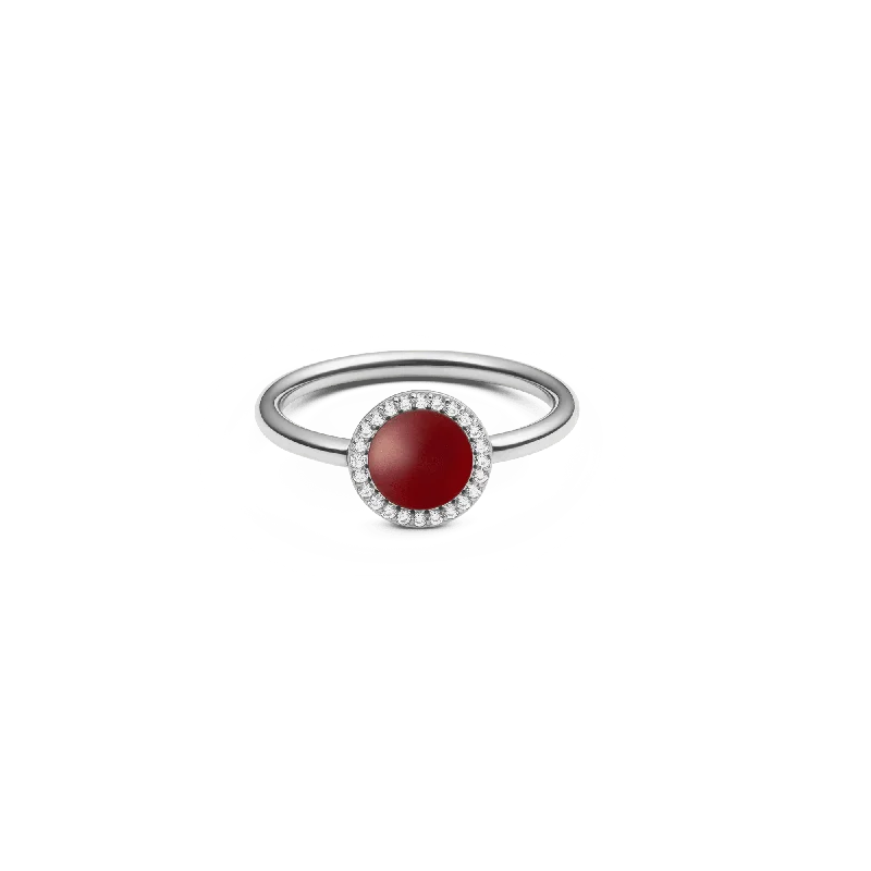 Custom Promise Band Rings-Audrey Ring  Red Agathe Silver