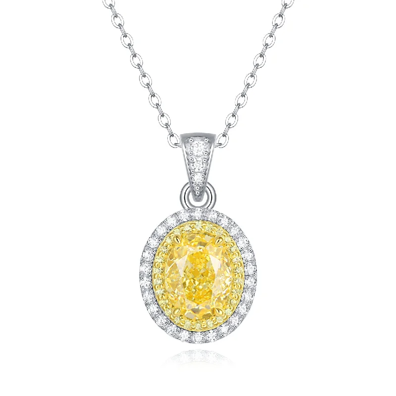 14K Gold Necklaces-Elegant Round Sterling Silver High Carbon Diamond Pendant Necklace In Bulk