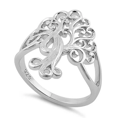 Custom Rose Gold Wedding Bands-Sterling Silver Tree of Life Ring