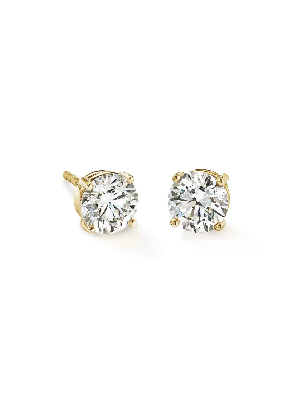 Trendy Gemstone Earrings-Classic Yellow Gold Diamond Stud Earrings