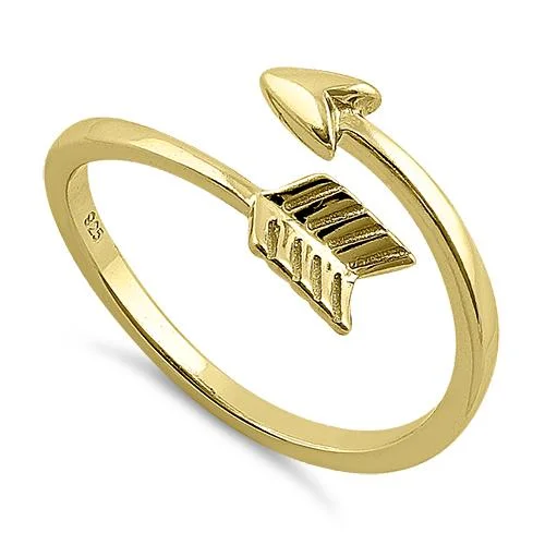 Engagement Rings for Men-Sterling Silver Gold Plated Arrow Ring