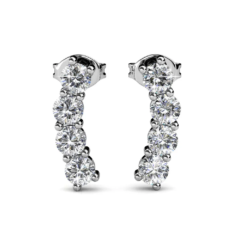 Custom Silver Drop Earrings-Aubree 18k White Gold Plated Drop Stud Earrings with Swarovski Crystals