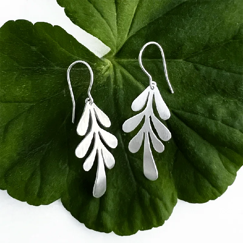 Simple Hoop Earrings-Lovely Leaf Earrings - Sterling Silver, Indonesia