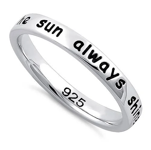 Designer Rose Gold Rings-Sterling Silver "The sun always shines after the rain" Ring