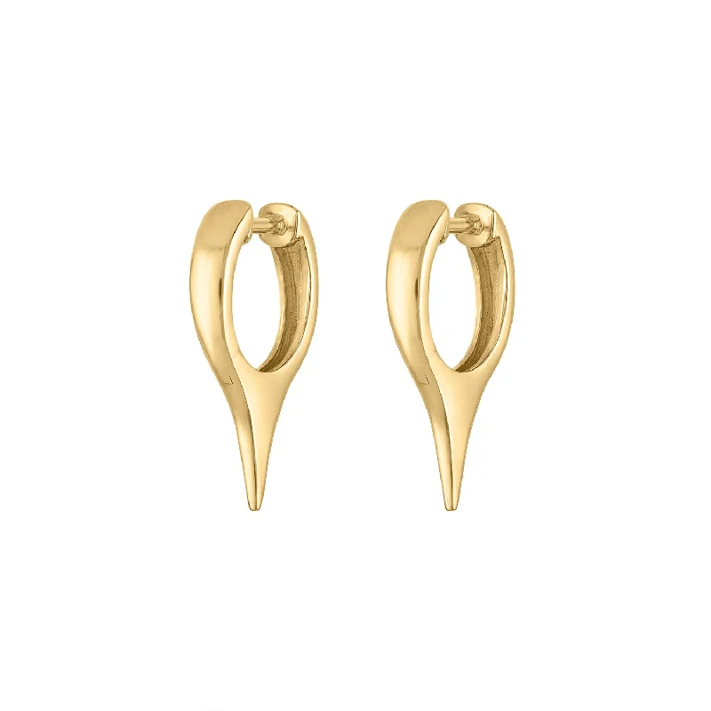 Chic Drop Gemstone Earrings-14KT GOLD POINT HUGGIE EARRING