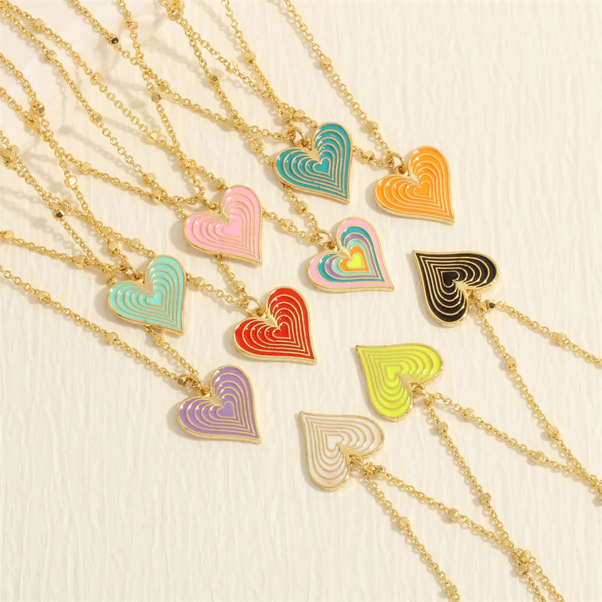 Elegant Pendant Necklaces-Simple Style Heart Shape Copper Enamel Plating 18k Gold Plated Pendant Necklace