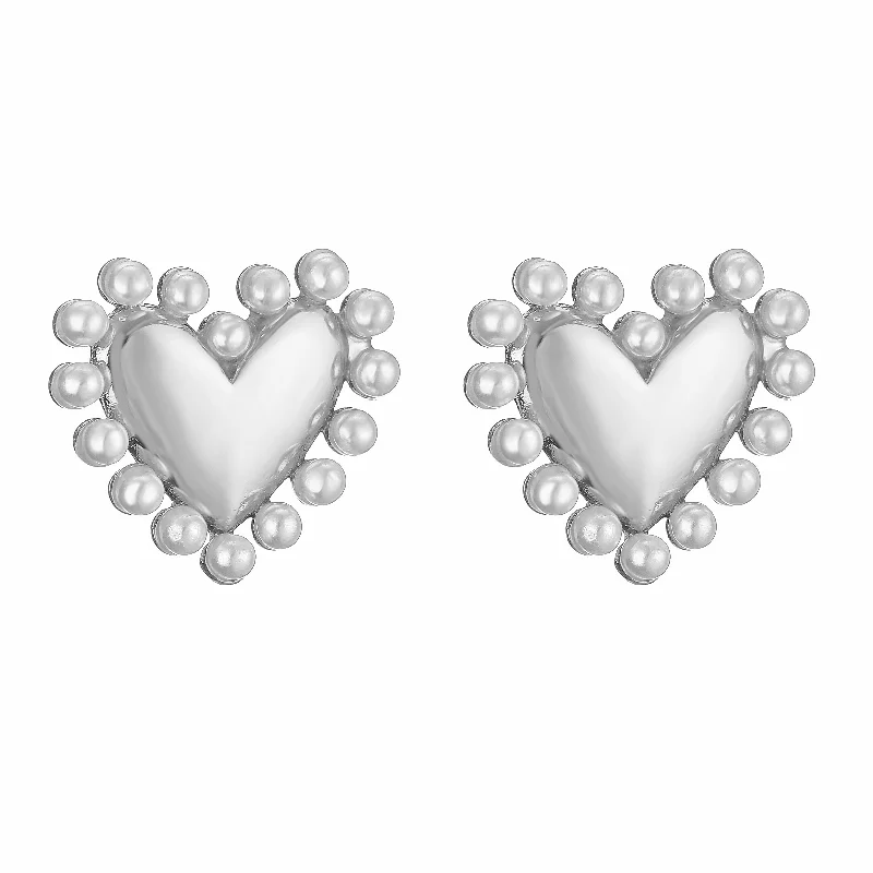 White Gold Color Ear Studs 1 Pair