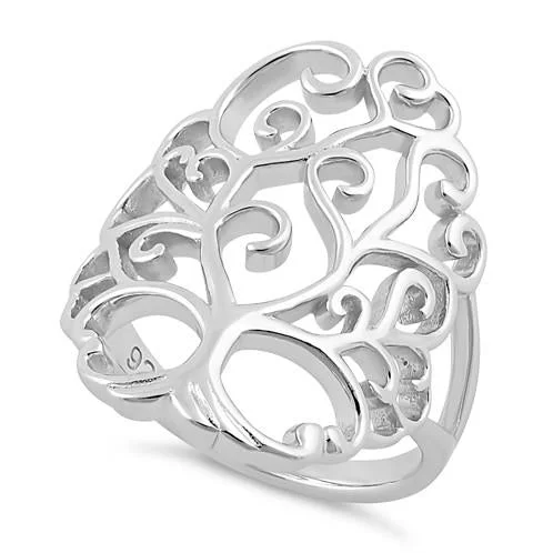 Women’s Engagement Ring Sets-Sterling Silver Tree of Life Ring