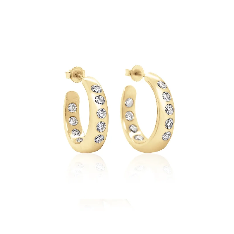 Modern Stud Earrings-Diamond Nomad Hoops